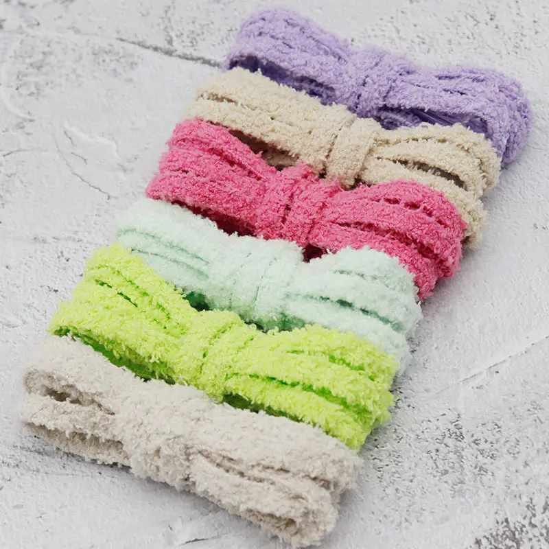 Weiou Laces 1 Pair Single-layer Solid Color Flat Type Plush Shoelaces 0.7cm 6 Colors Casual Woman Laces Stylish Shoulder Straps