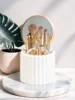 360 Degree Rotating Makeup Brush Organizer with Lid Dustproof Mist Eyebrow Pencil Brush Bucket Dresser 5