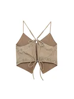 Women Summer Sexy Camis Tank Tops 2025 Vintage Floral Embroidery V-Neck Back Drawstring Bow Female Elegant Street Top Clothing - Image 2