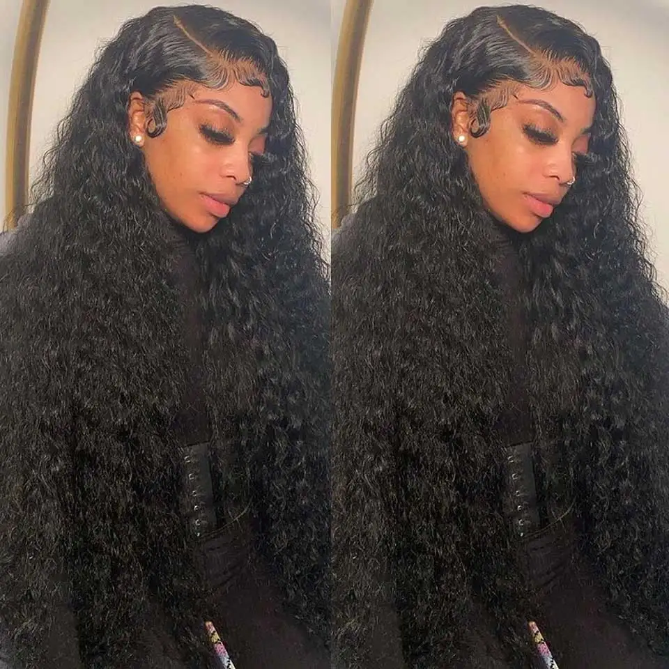 30 Inch Deep Wave Frontal Wig Wet And Wavy Deep Curly Lace Front Human Hair Wigs 4x4 Deep Wave Closure Wig HD Lace Frontal Wig