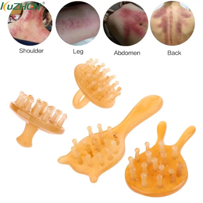 

Resin Massage Comb Scalp Massage Meridian Scraping Head Acupuncture Massager Gua Sha Therapy Brush Anti-Static For Body