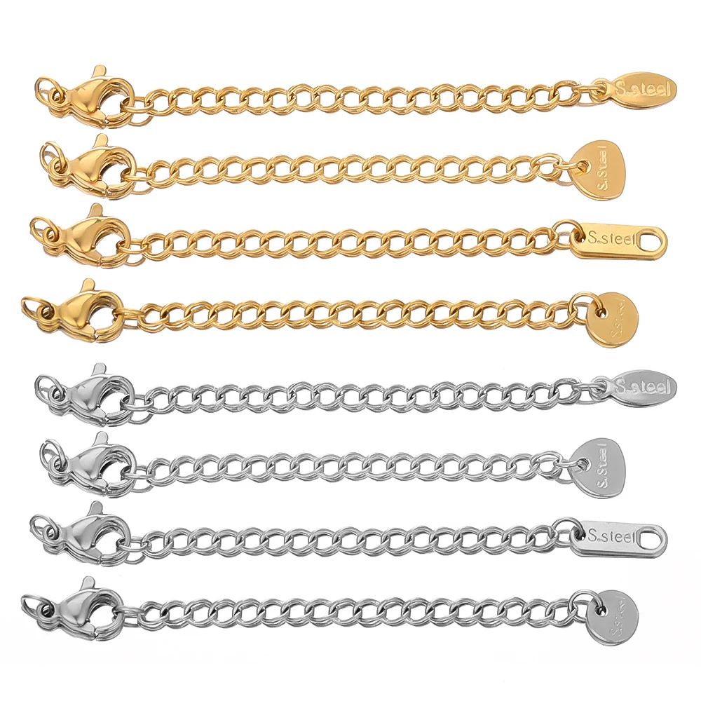 10pcs Stainless Steel Extension Extended Lobster Tail Chains Clasps Connectors DIY Necklace