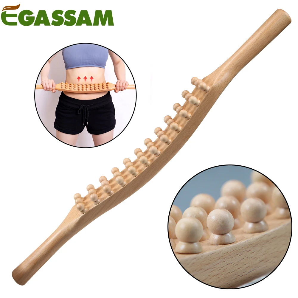 1Pcs Wood Therapy Massage Tools 36 Beads Myofascial Release Tool Stomach Cellulite Massager,Ease Neck Back Waist and Leg