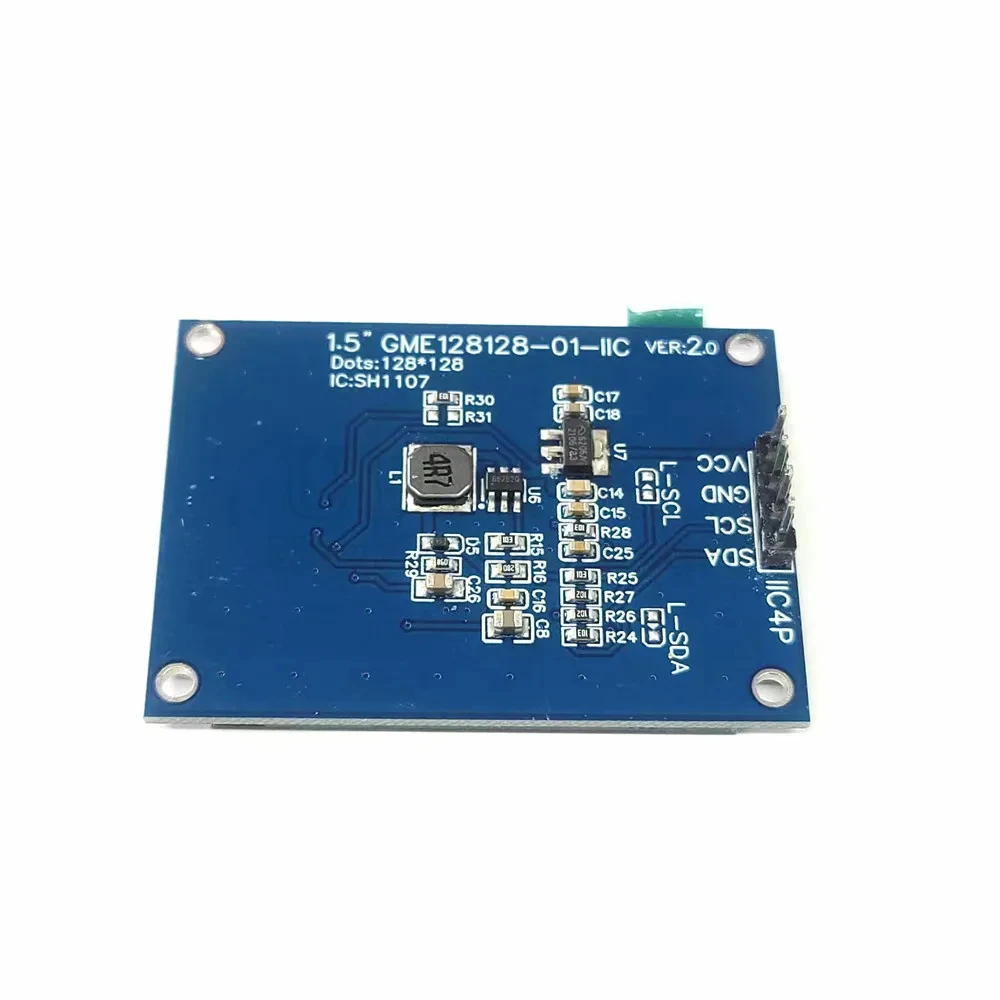 OLED LCD 모듈 화이트 디스플레이 드라이버 칩, 128x128 도트, 3V-5V SH1107 COG I2C IIC 4 핀, 1.5 인치