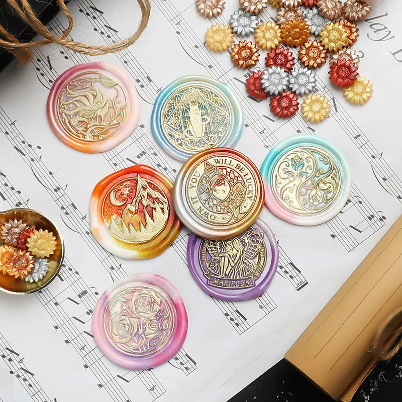 Perline Di Ceralacca Multicolore A Forma Di Girasole – Kit Fai Da Te Per Inviti Di Nozze E Buste