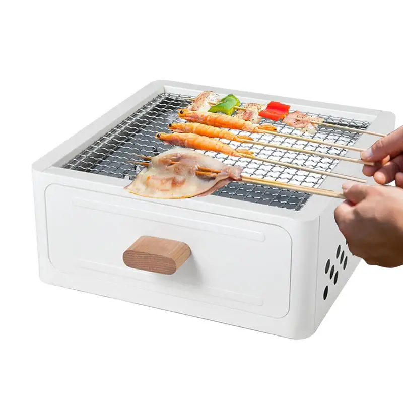 

Small Portable Grill Tabletop Desk Small Grill Barbecue Fire Pit With Pull-out Basin Small Smoker Grill For Picnic Garden