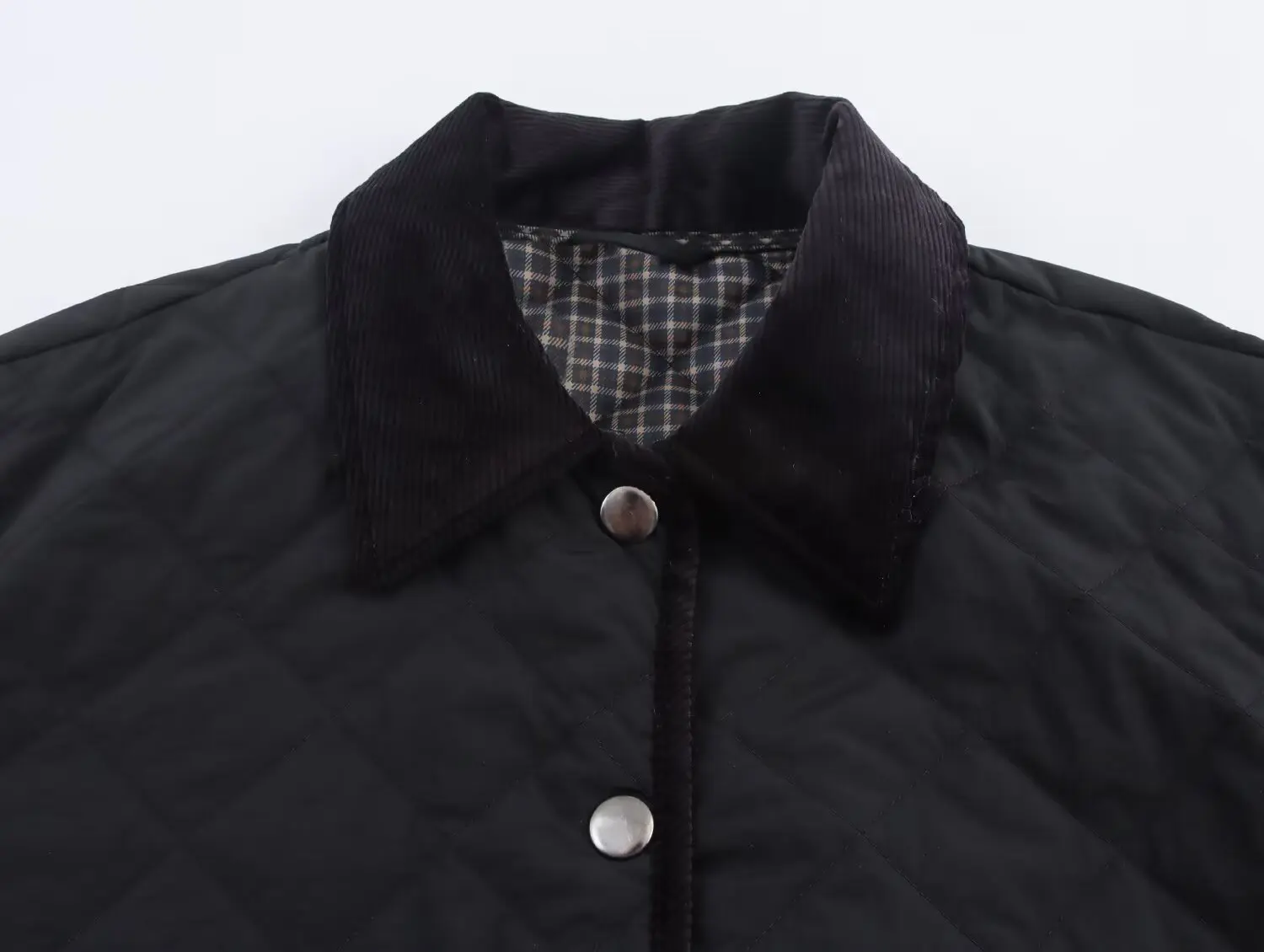 Autumn And Winter New Women'S Jacket Corduroy Splicing Turn-Down Collar Single-Breasted Warm Short Long-Sleeved Women'S Outerwea