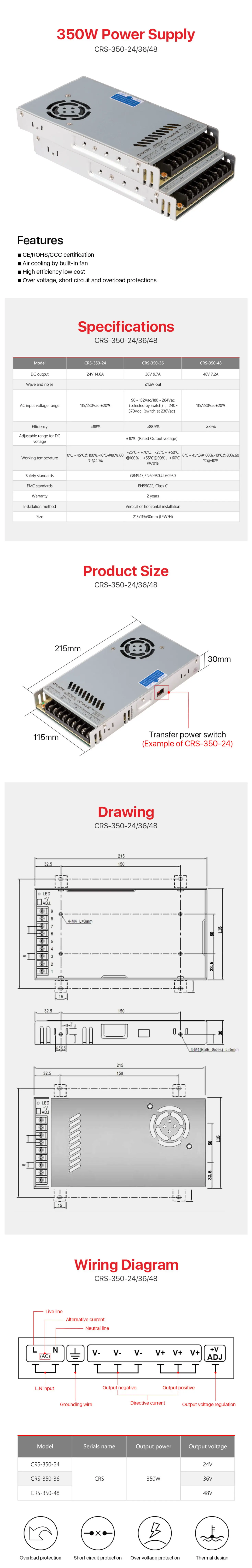 Crs-350 24V 36V 48V 350W 0-15a Tek fiber laser system cnc router machine