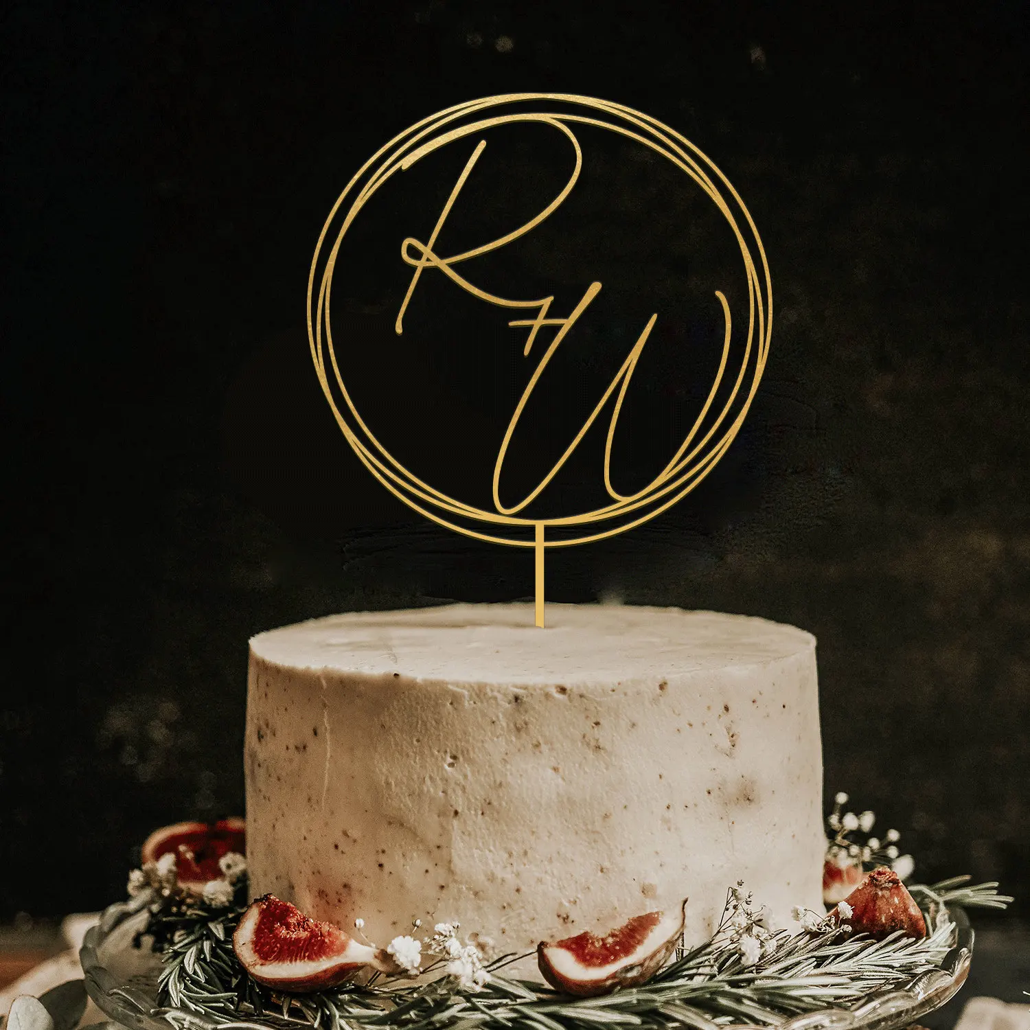 

Personalised Gold Wedding Cake Topper Monogram Custom Initials Anniversary Rustic Bride and Groom Shower Cake Toppers