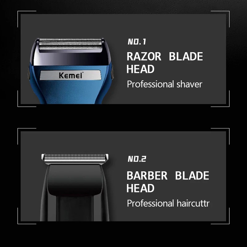 KM-6541 USB three in one multifunctional reciprocating double blade electric shaver for hair cutting and nose hair trimming