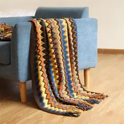 Hand-Knitted Bohemian Chic Tassel Blanket - Soft, Breathable, and Stylish - 127x180cm (Color)