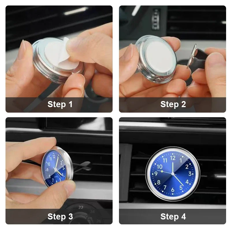 Mini 40mm Car Clock Interior Parts Universal Model Auto Gauges Air Outlet Luminous Alloy Quartz Watch Car Interior Decorations