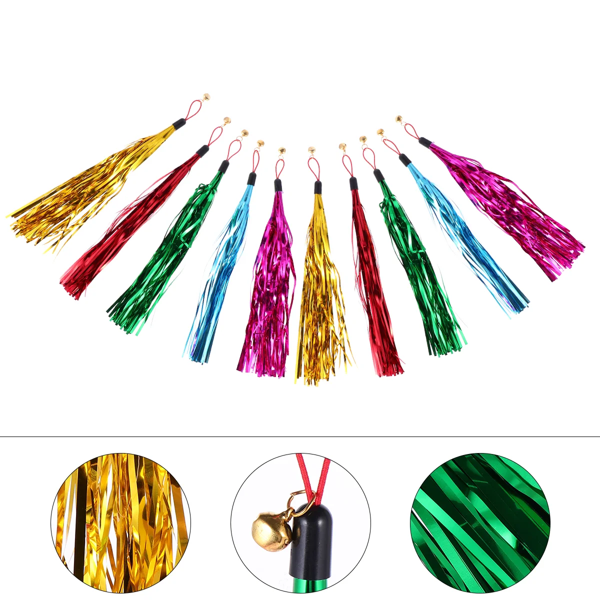 

Chat Cat Cat Toy Cat 5Pcs Cat Teaser Toy Cat Stick Metallic Foil Tinsel Tissue Fringe Tassels Garlands Pendant Bell