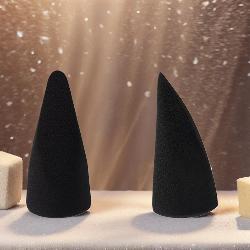 1/2PCS 블랙 브라운 습식 및 건식 사용 소프트 스펀지 파우더 퍼프 정밀 메이크업 스펀지 손가락 끝 화장품 퍼프 사용하기 쉬운 도구