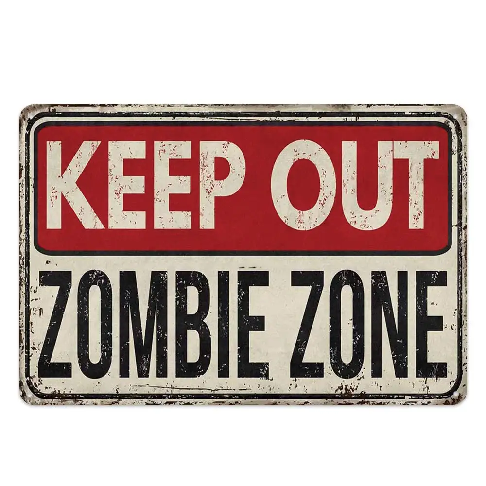 Design Retrò Keep Out Zombie Zone Tin Metal Signs Wall Art |