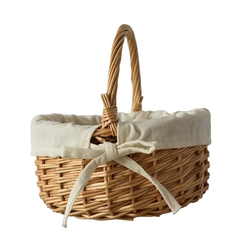 

Woven Food Storage Basket Wicker Easter Multi functional Wicker Baskets Portable Basket With Handles For Toys Fruits Flowers