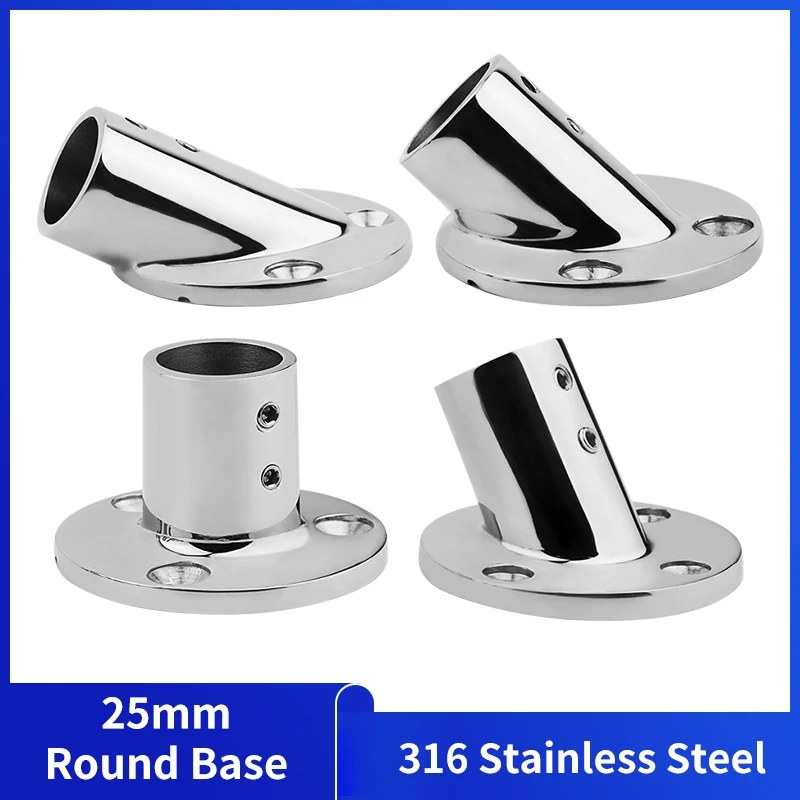 RANYUSS 316 Stainless Steel Boat Handrail Fitting – 60/90 Degree Round Base For 1-1/4" Tube