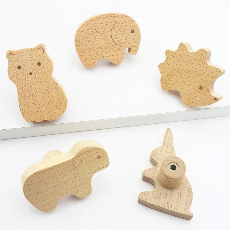Wooden Kitchen Cabinet Handles Dresser Knobs Drawer Closet Door Pulls with Screws Furniture Handles Home Decoration Hardware