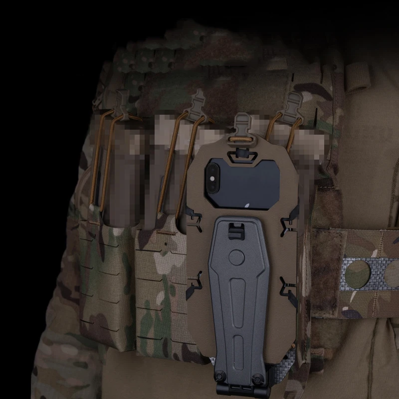 Tactical 90&deg; Rotating Phone Holder Outdoor Hunting Vest Front Smartphone Holder Stand Adjustable Molle Foldable Navigation Board