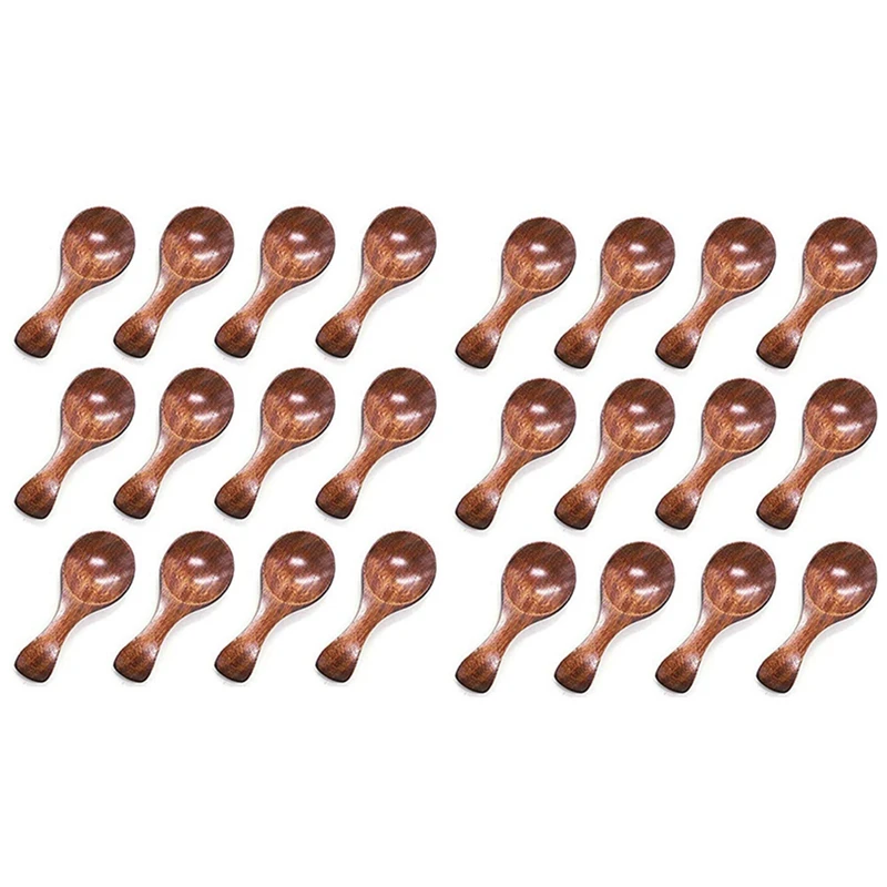 

Hot YO-Small Wooden Spoon, 20PCS Ice Cream Salt Spoons Honey Coffee Tea Sugar Salt Jam Mustard Spoons Round Spoon