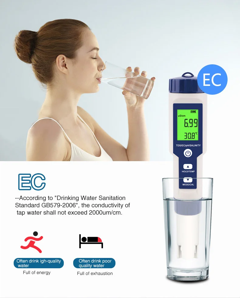 NOYAFA EZ-9909 5 in 1 TDS/EC/PH/Salinity/Temperature Meter Digital Water Quality