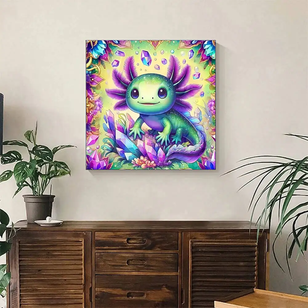 Diamond Painting Diamond Art Painting Kit Diamond Painting Set HUACAN 5D Diamond Mosaic Axolotl Cartoon Diamond Painting Castle Embroidery Animal Home Decoration Holiday Gifts