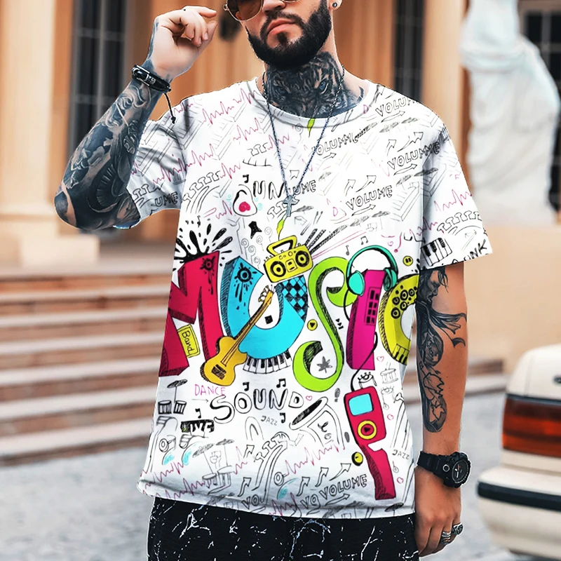 Pittura Graffiti da parete Stampa 3D da uomo T-shirt Leica in poliestere di alta qualità Comodo top di abbigliamento di marca da donna di grandi dimensioni 3