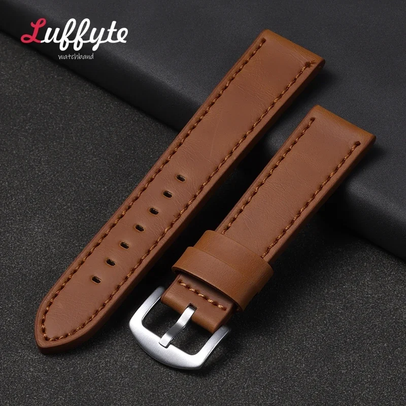 Elegant Vintage Leather Watch Strap - Premium Universal Bracelet in Black, Brown, and Grey