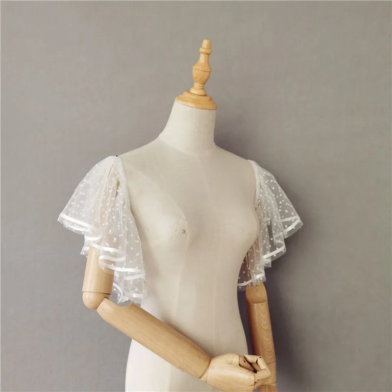 Wedding Dress Seperatel Short Sleeve Dots Tulle Bridal Jacket Arm Sleeve Elegant Detachable Sleeves Strapless Customized