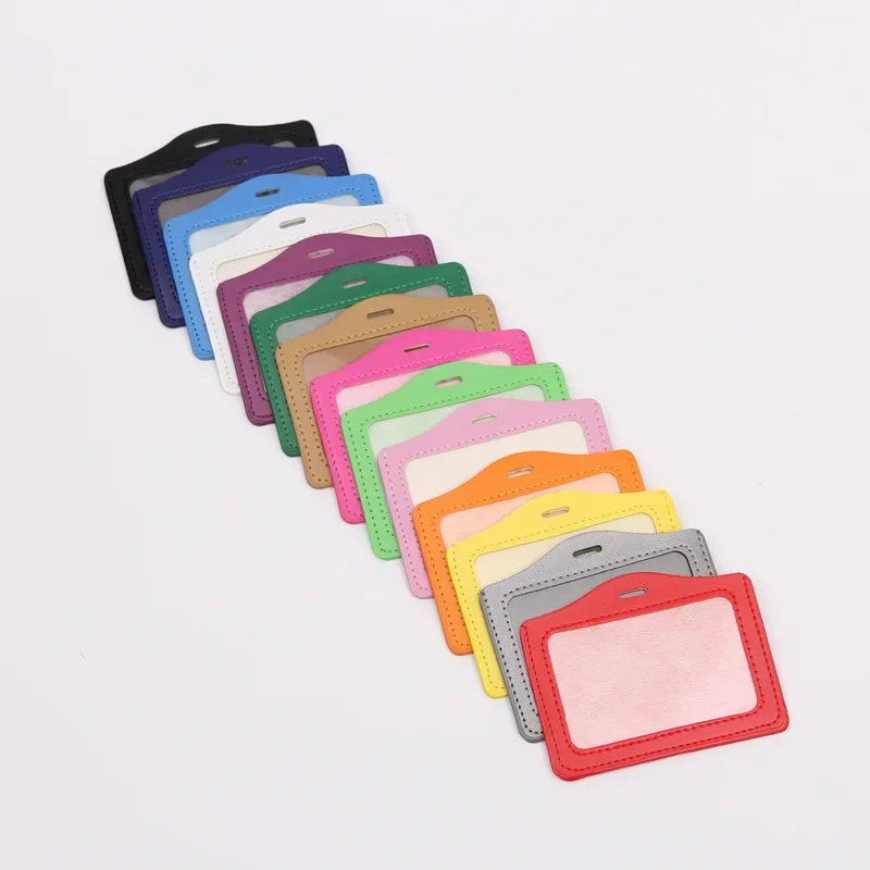 Unisex Colored Business Work Card Bus ID Credit Card Badge Holder PU Leather Pass Cover Men Women\'s Bank Holder School Supplies