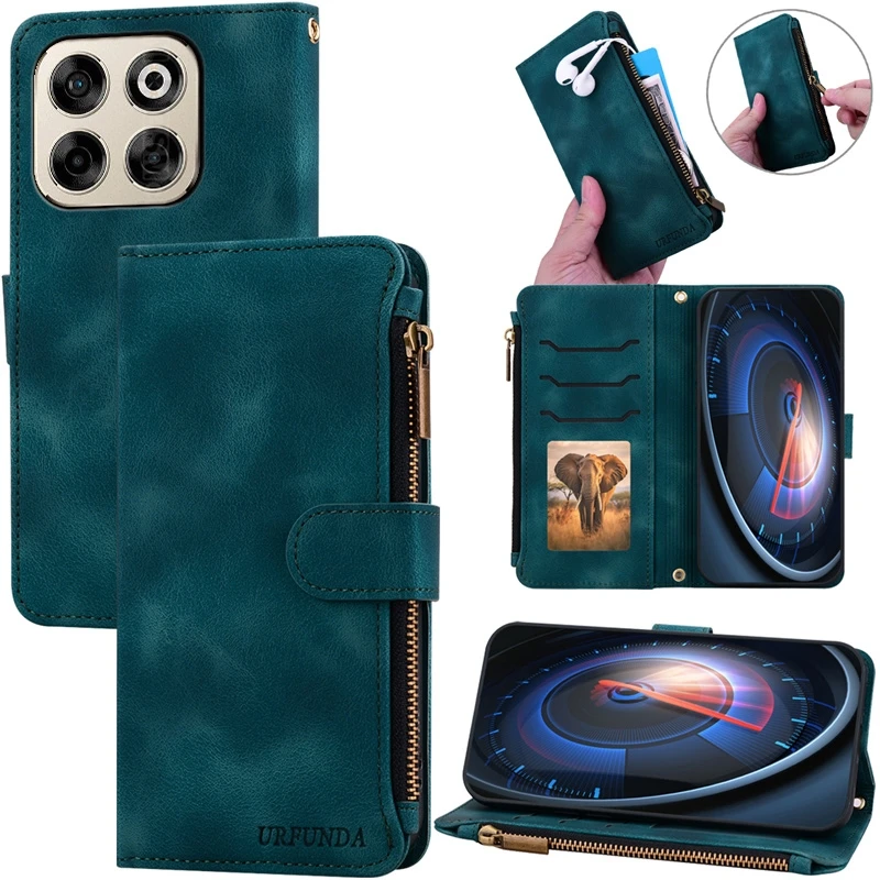 Zipper Leather Wallet Book Flip Cover Case - Premium Edition