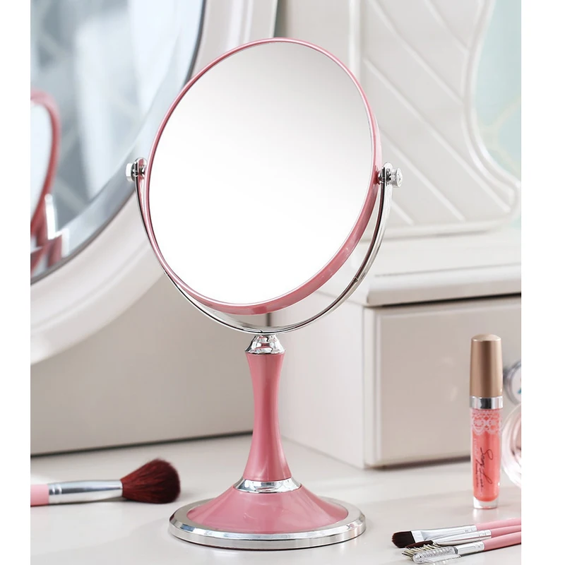 Desktop Mirror Double- 6 Inch Large Makeup Mirror European 3X Magnifying Double Hd Zoom Lens White Pink Mirror мужские кроссовки jordan 1 zoom air cmft white hyper royal dv5575 140