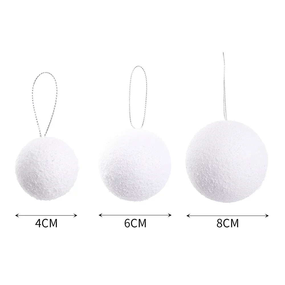 Christmas tree ornaments white foam balls Xmas tree hanging ornaments home wedding party festival decoration globe supplies 6/12Pcs