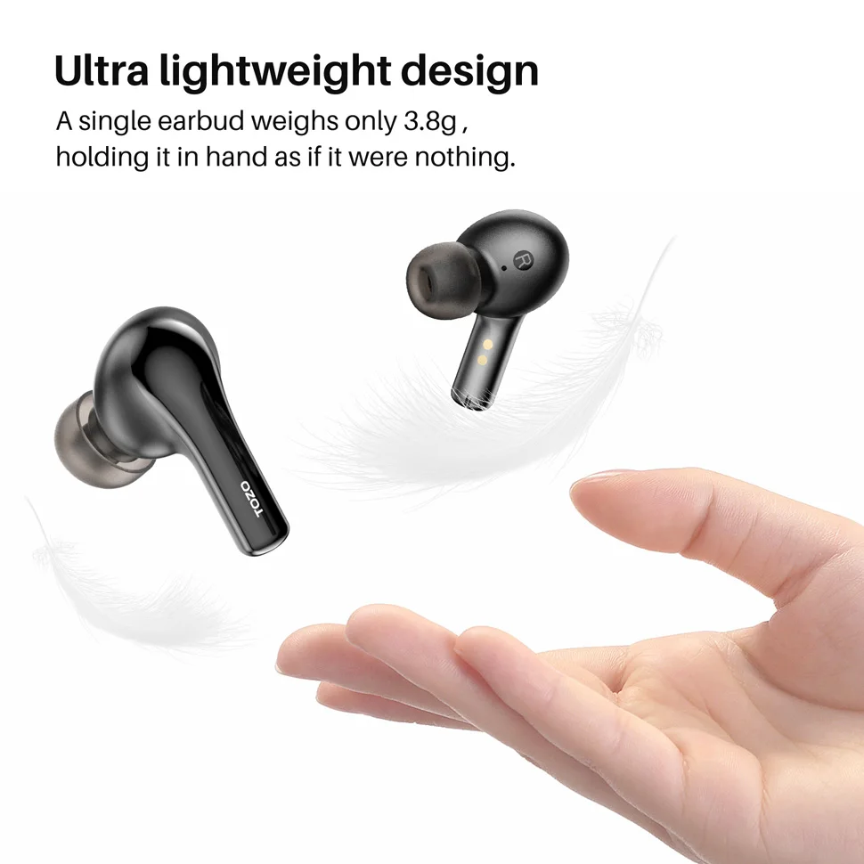 TOZO A2 Wireless Earbuds Bluetooth 5.3 in Ear Light-Weight Headphones Built-in Microphone IPX5 Waterproof 3