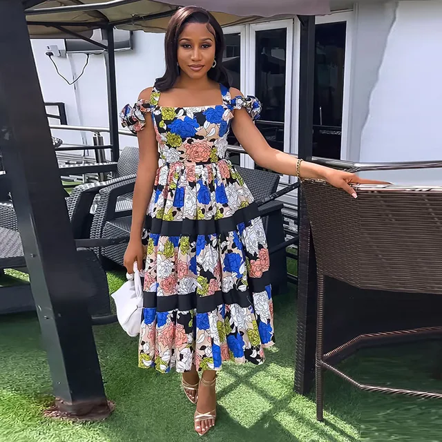 Amarachi Gathered Flare Print Dress - Image 2