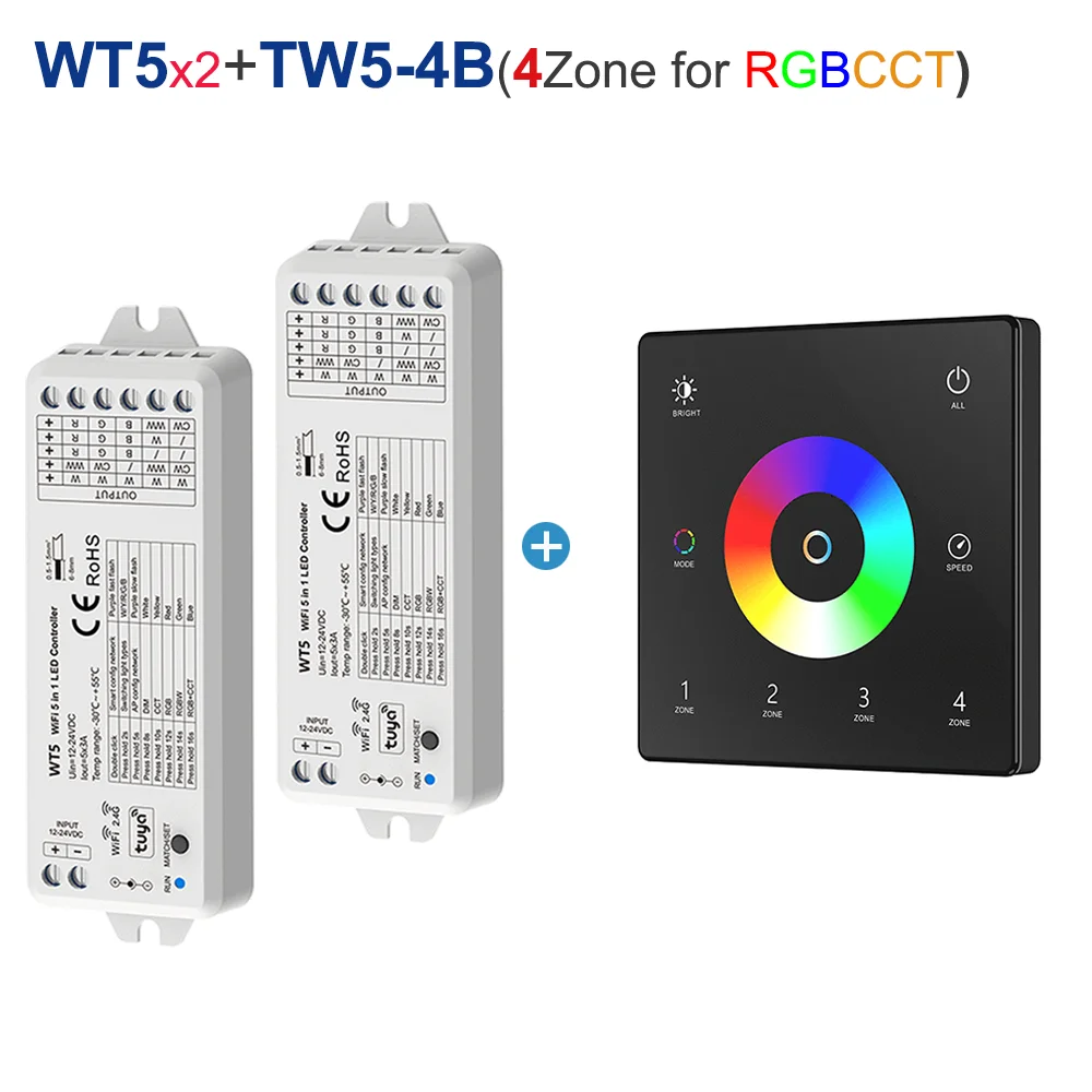 Enhanced Smart LED Controller with Touch Panel Remote - 5-in-1 WiFi & RF Technology