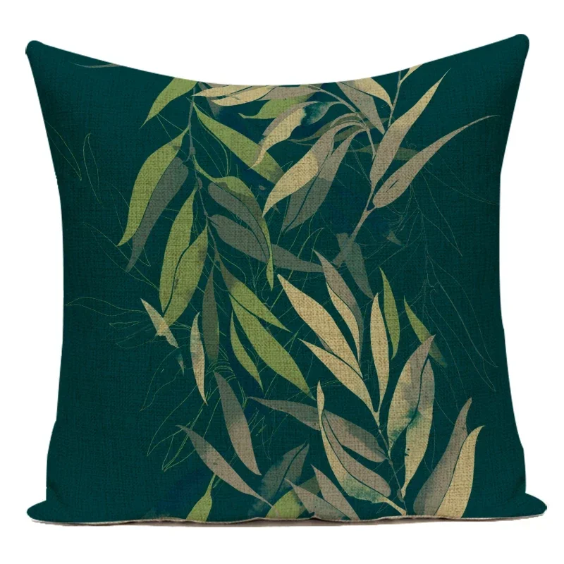Nordic Bamboo Leaves Decorative Cushion Cover - Fresh Green Home and Sofa Accent