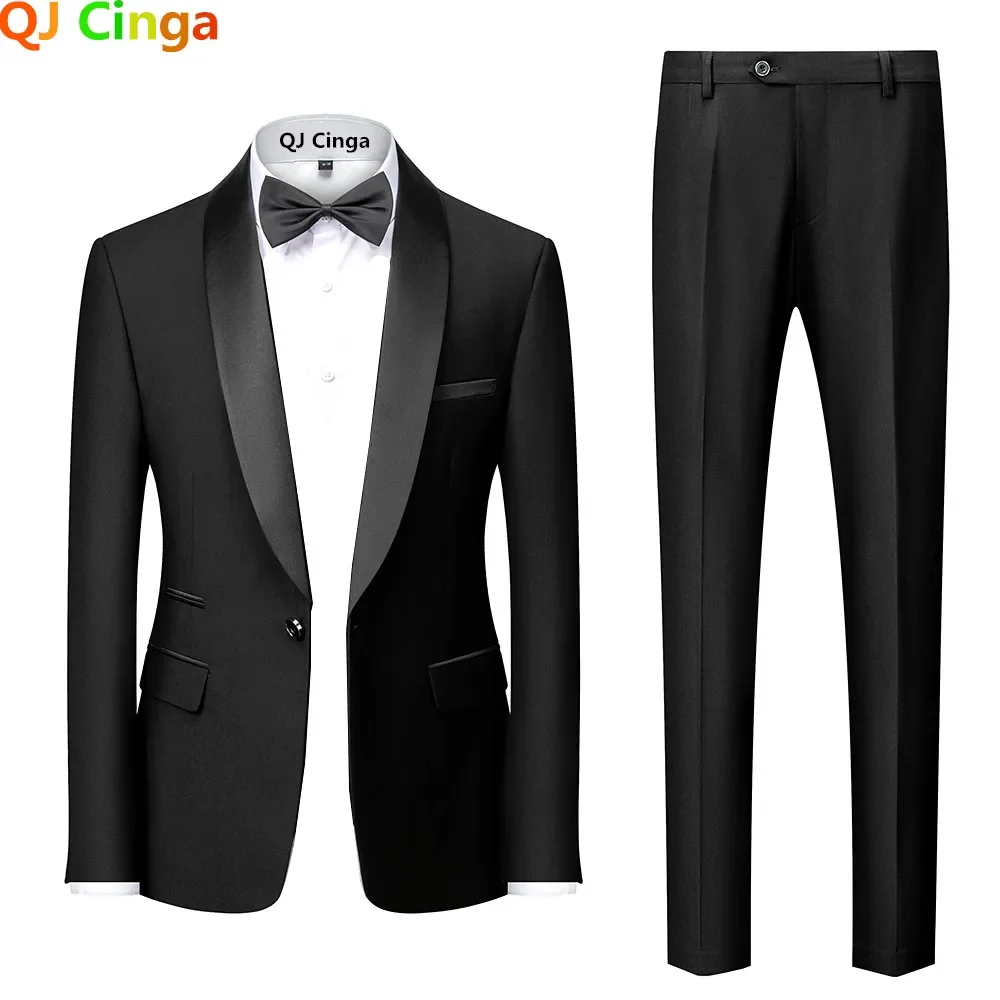 Men 2 Pieces Formal Suit Business Men Clothing Asian Size