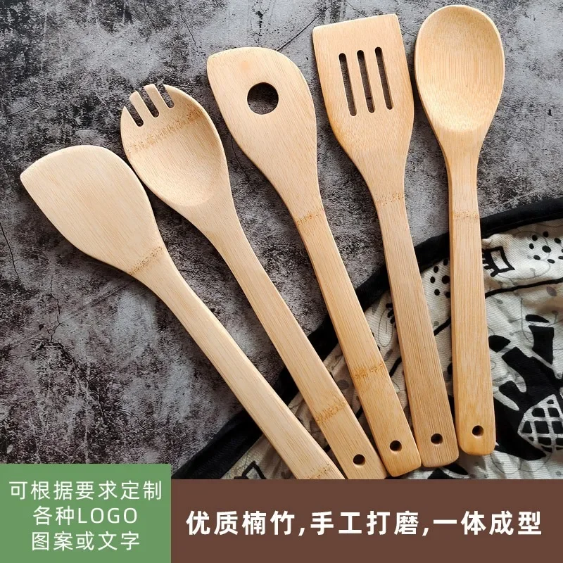 6 Pieces Bamboo Spoon Spatula Kitchen Utensil Wooden Cooking Tool Mixing Set
