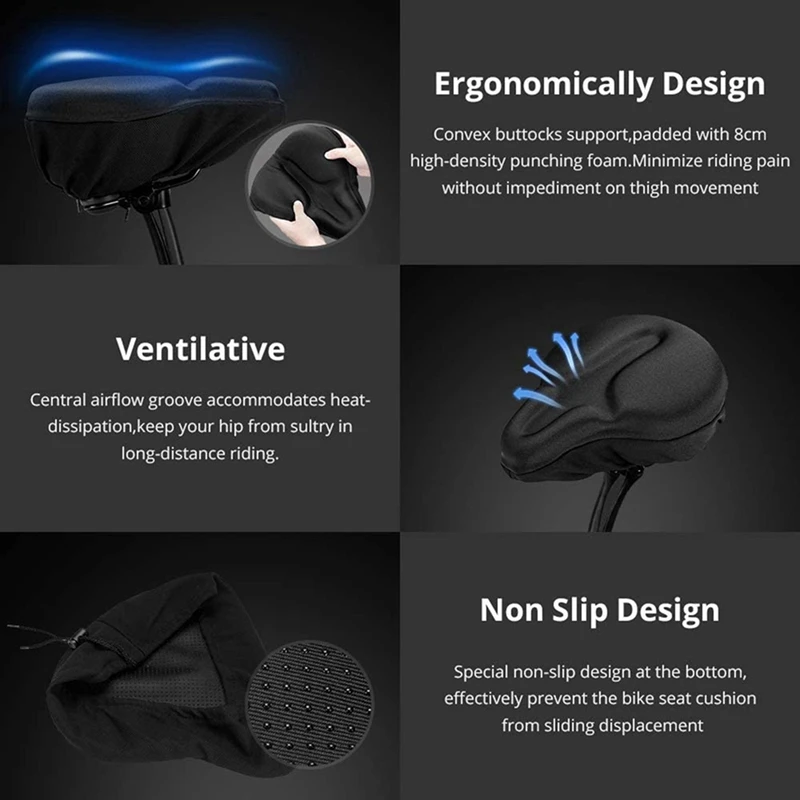 Generic 2x Bike Seat Cushion Bike Seat Cover For Bicycle Seat And