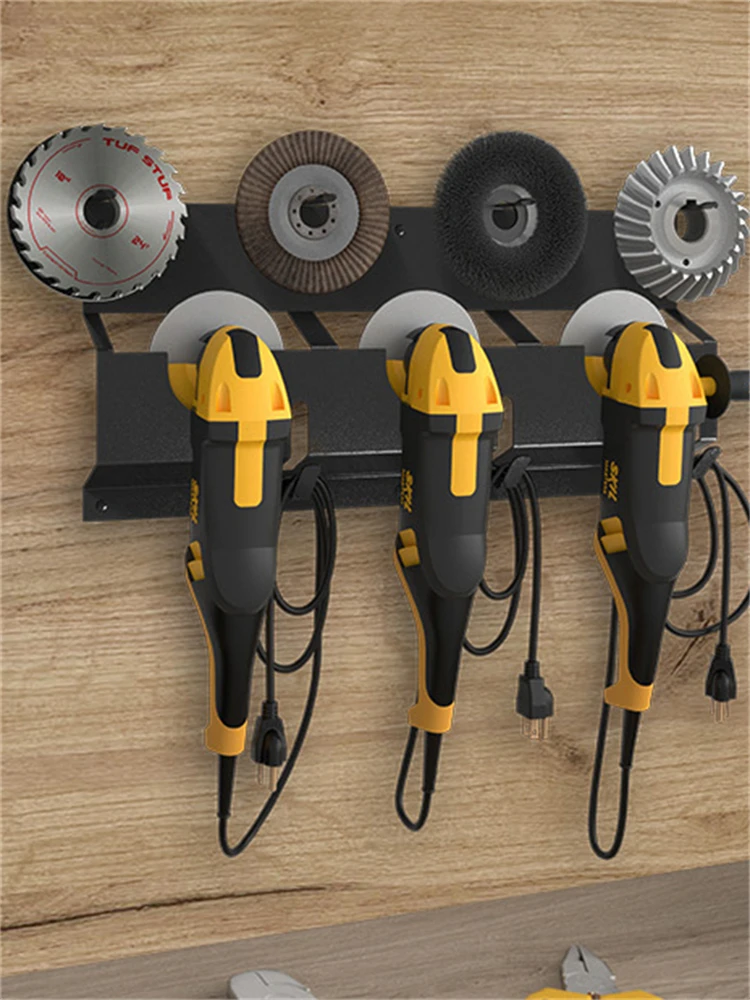 Angle Grinder Wall Storage Mount Metal Wall-Mounted Hanging Shelf Fixed Polishers Holder Stable Storage for Workshop Home Garage