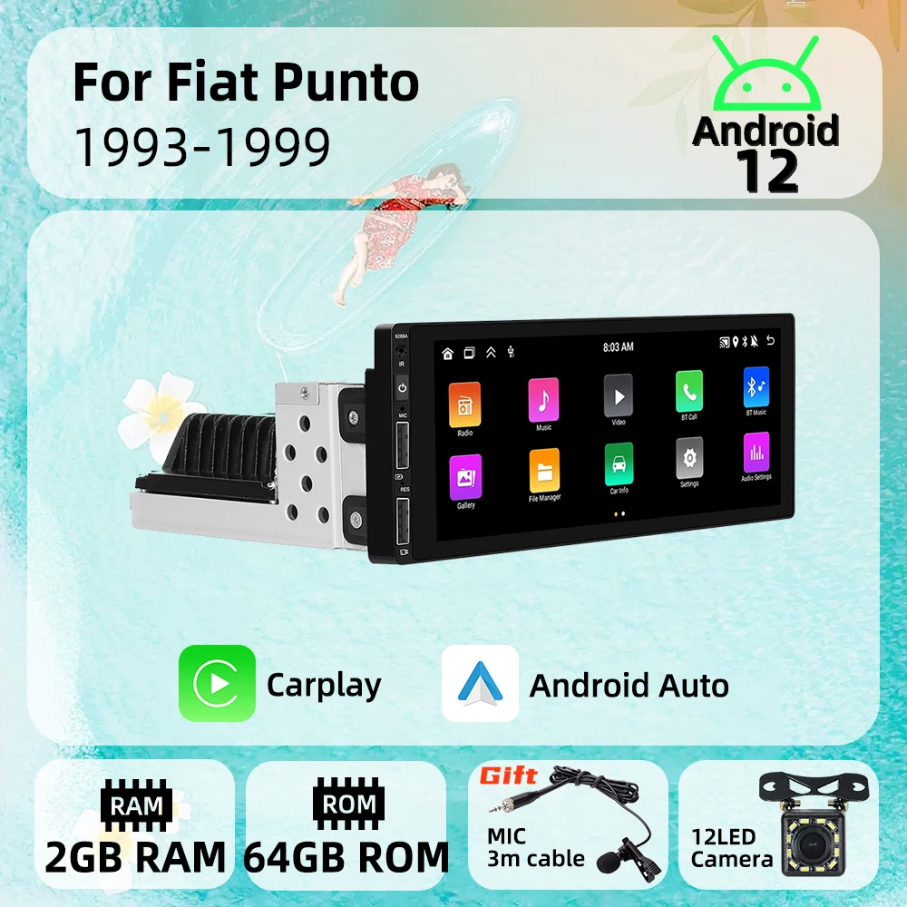 

1 Din Android Radio for Fiat Punto 1993-1999 Carplay Autoradio Android Auto Stereo Car Multimedia Head Unit WIFI GPS Navigation