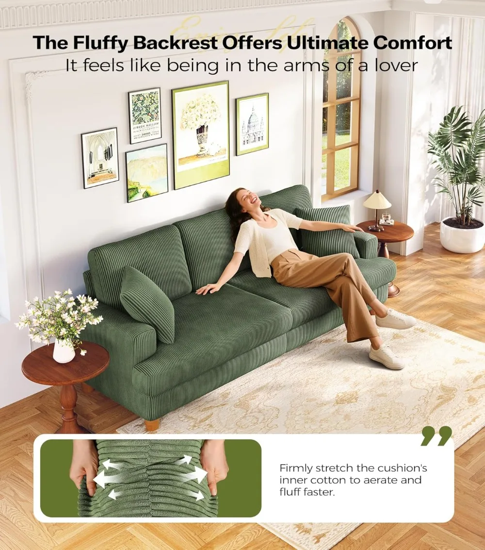 87" Corduroy Sofa with Deep Seats 3