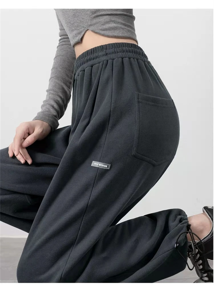 High Waist Women Trousers Loose Streetwear Vintage Woman Pants Wide Leg Straight Femme Pants Fall Oversize Sweatpants Streetwear