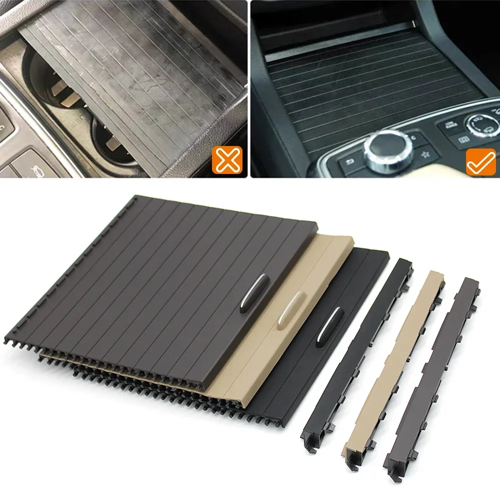 Interior Car Dark Brown Drink Water Cup Holder Cover Roller Blind Shutter For Mercedes Benz ML GL GLE GLS W166 W292 2012-