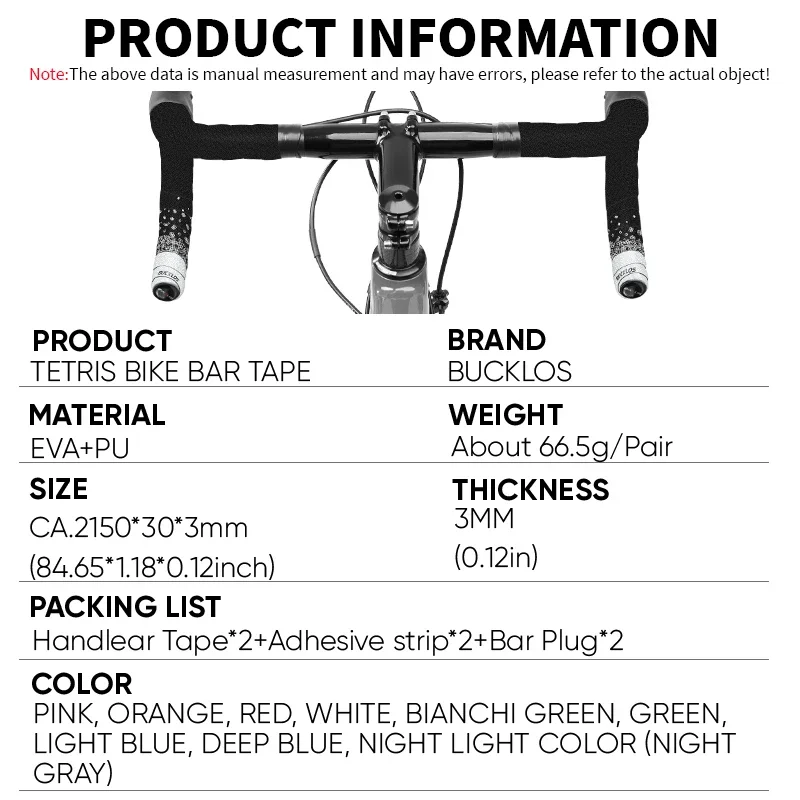 BUCKLOS Bike Bar Tape Anti-slip Road Bicycle Handlebar Tapes Shock-absorbing Unique Bike Handlebar Tape Square Cycling Belts bike handlebar tape