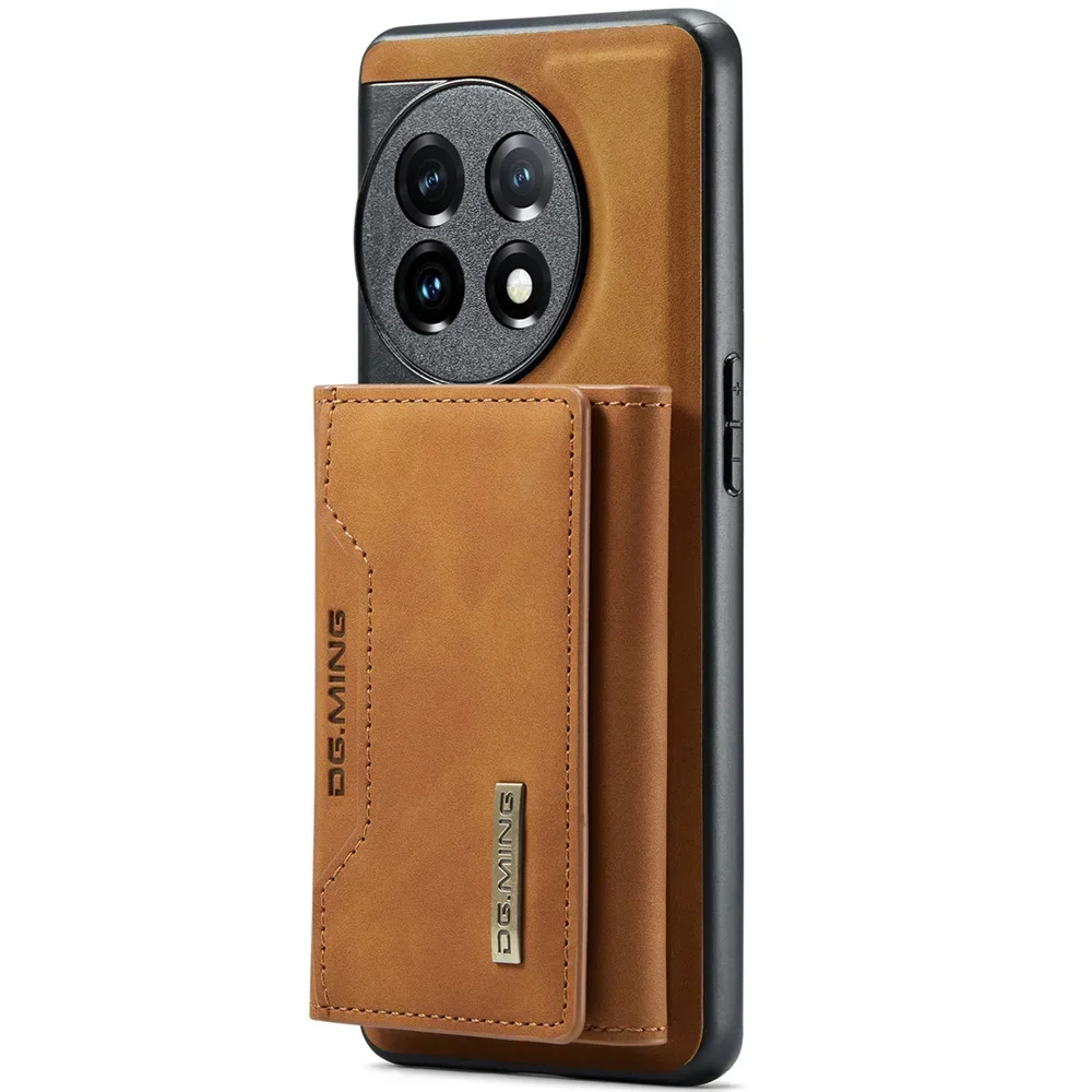 DG.Ming Retro Leather Magnetic Wallet Case with Detachable Trifold Holder