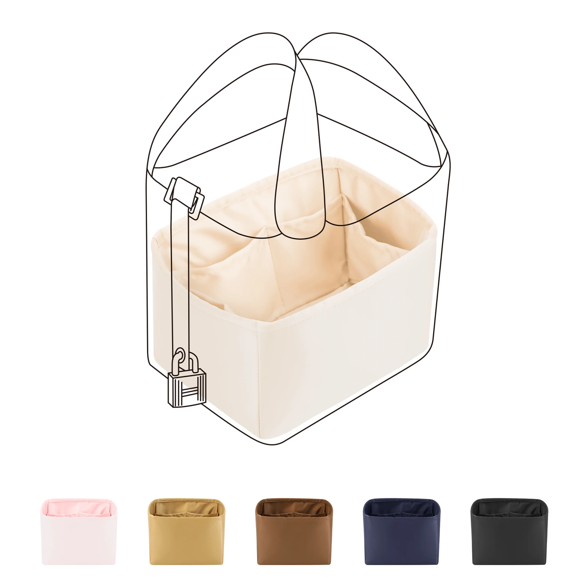 DGAZ Purse Organizer Silky Smooth For Picotin 14/18/22/26/31 Bags,Silk,Luxury Handbag Tote in Bag Shapers, Women