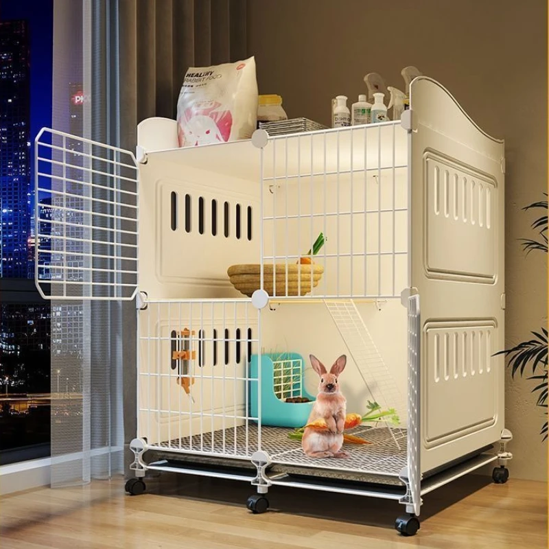Large Deluxe Rabbit Cage 2-Story Indoor Habitat with Ramp Automatic ...