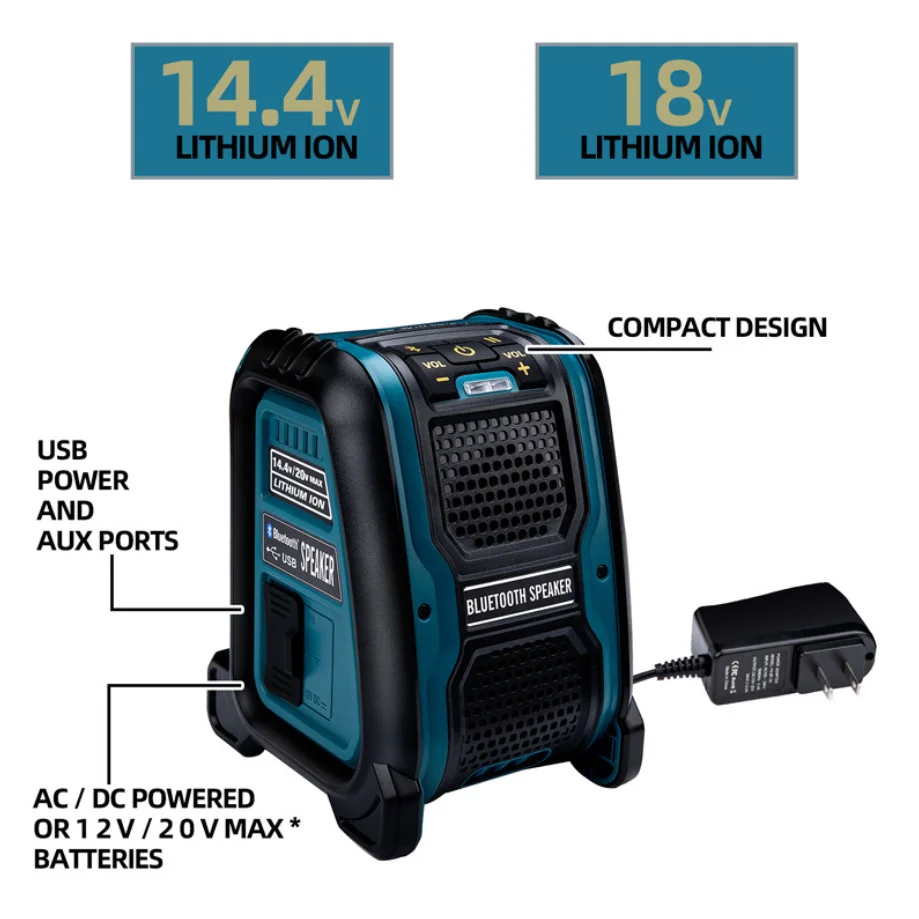 Voor Makita 14.4V 18V Li-Ion Batterij Draadloze Bluetooth Speaker 15W Mp3 Speler Luidsprekerversterker